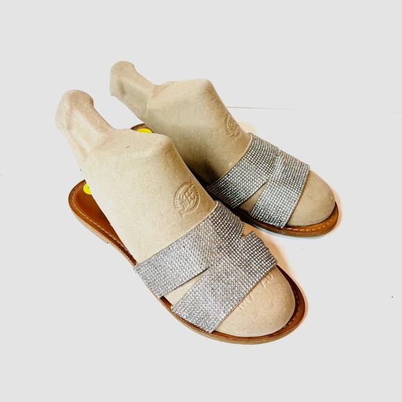 Rock & Candy By Zigi Rhinestone Flat Sandal Slide - Picture 1 of 13